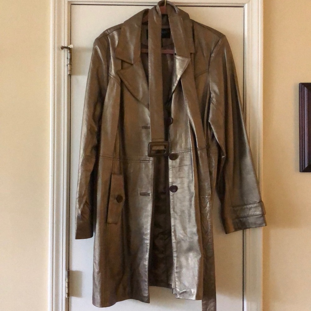 Metallic Leather Trench coat